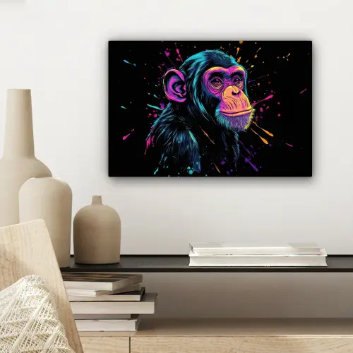 Aap - Verf - Neon - Kleur canvas 2cm klein -sfeer6