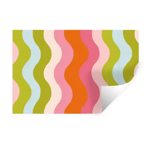 Banen - Golven - Kleurrijk - Verticaal Muursticker klein -3d