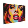 Vrouw - Gezicht - Kleurrijk Tuinposter op houten frame 2 cm dik klein -3d