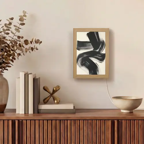 Strepen - Zwart - Abstract Light Box met kabel (Tafellamp) klein -sfeer2
