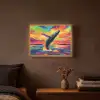 Zonsondergang - Walvis - Geschilderd - Kleurrijk Light Box met batterij (Wandlamp) middel -sfeer4