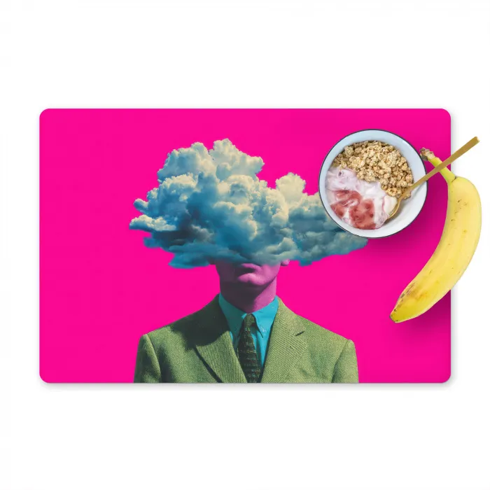 Man - Pak - Wolk - Roze Placemat vinyl groot -zzzproduct_Kitchenyeah-website