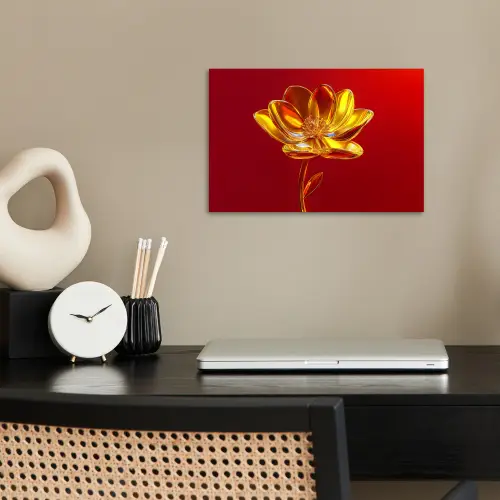 Bloem - Goud - Glazen poster papier klein -sfeer1