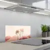 Palmbomen - Heuvels - Minimalistisch - Zachtroze keuken achterwand spatscherm klein -3d_schuin