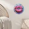 Graffiti - Lippen - Felroze - Geschilderd Akoestische PET Vilt - Rond klein -sfeer4