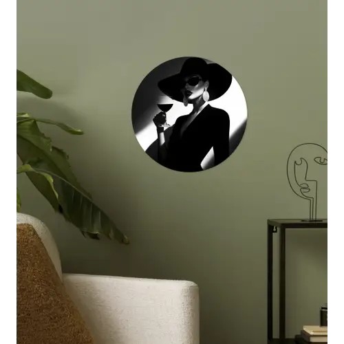 Vrouw - Wijn - Chic Wandcirkel behangsticker klein -sfeer2