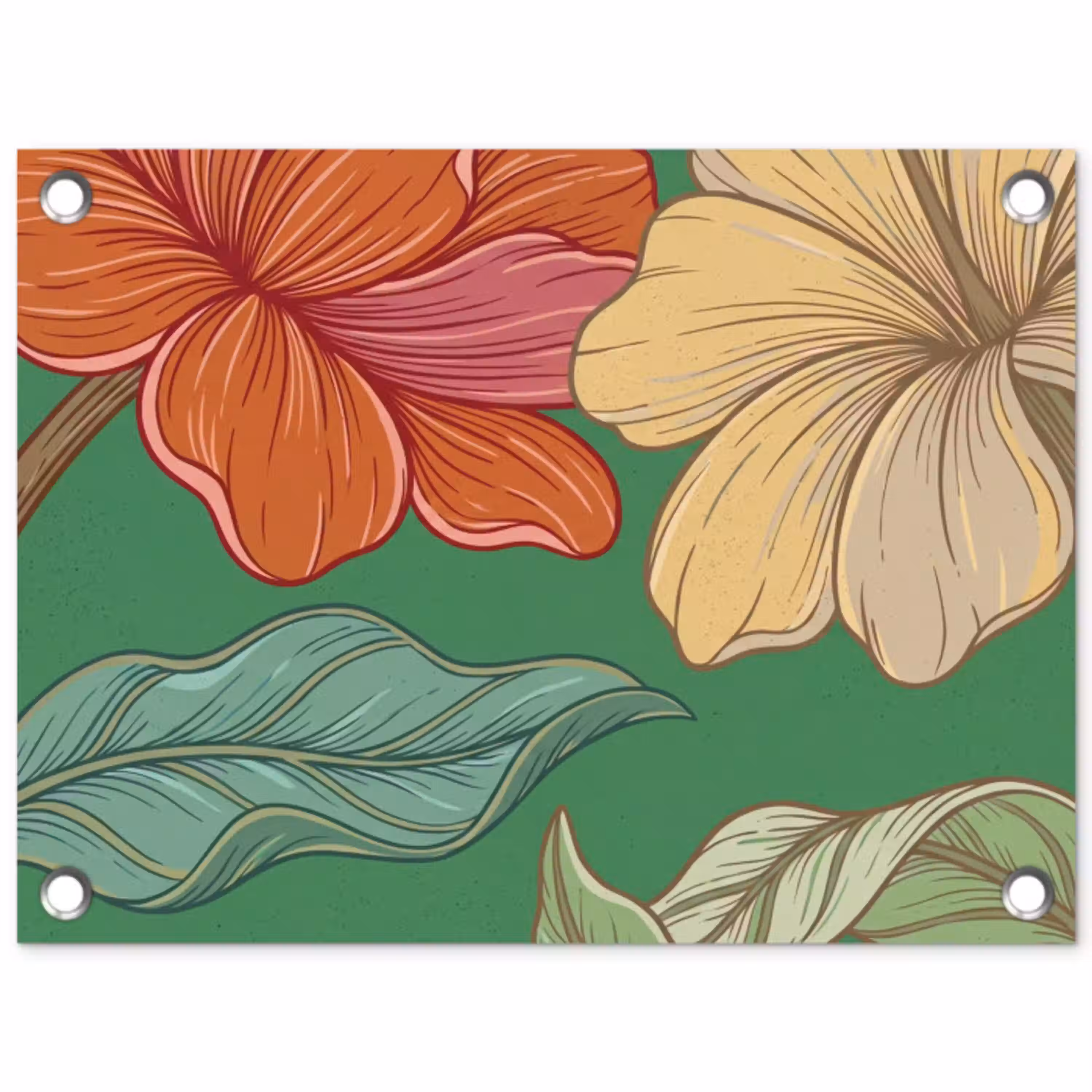 Bloemen - Groen - Illustratie tuinposter los doek klein -3d