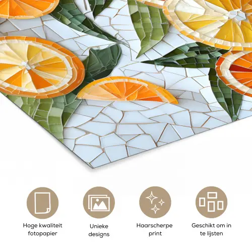 Schijfjes - Fruit - Oranje - Mozaïek poster papier klein -closeup_NL