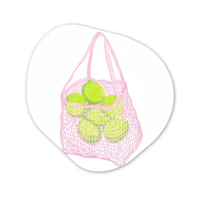 Netzakje - Roze - Illustratie - Limoenen Wandcirkel Organisch Forex 3mm klein -3d
