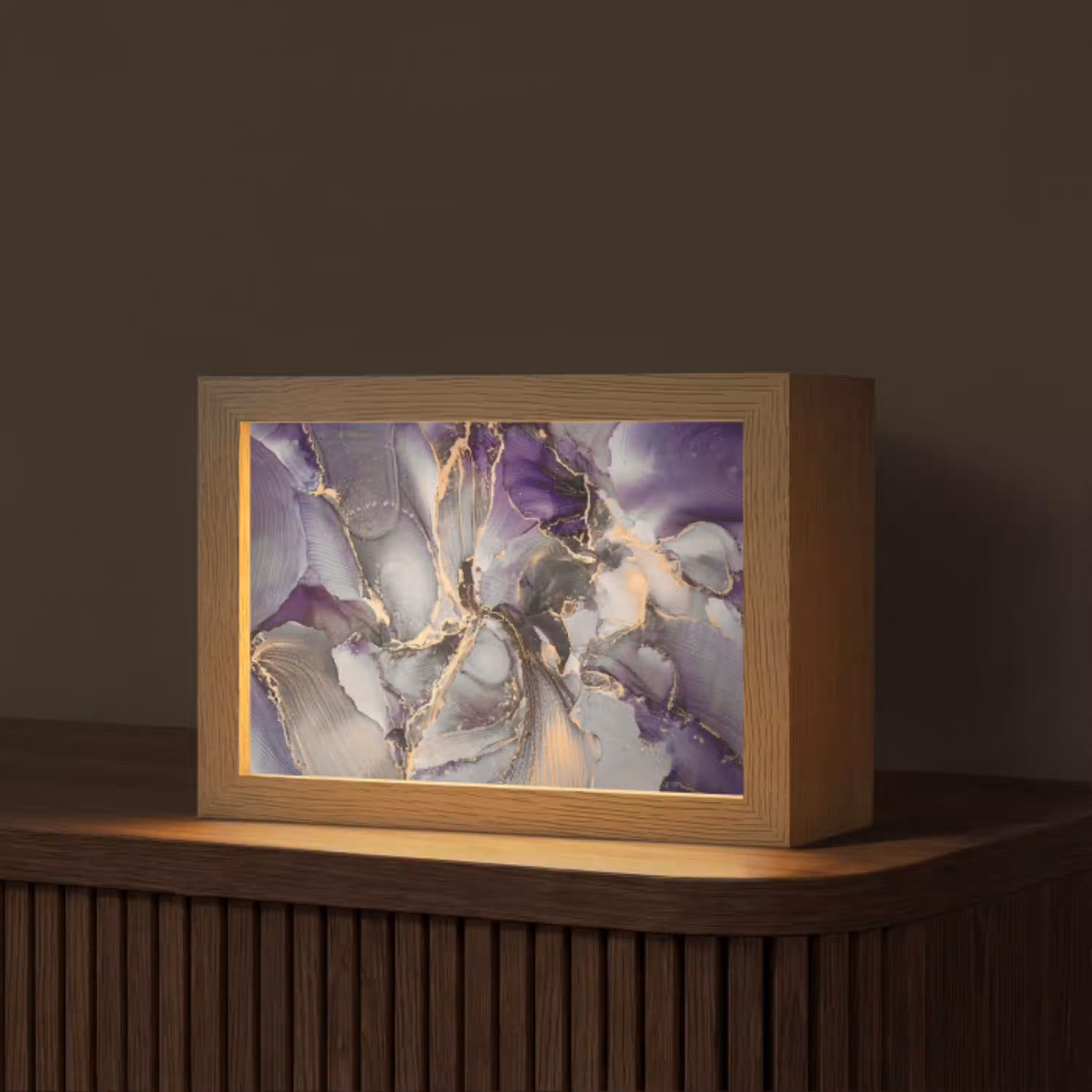 Goud - Paars - Marmer Light Box met kabel (Tafellamp) klein -z3d_website