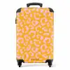 Dierenprints - Panterprint koffer in oranje-geel en lichtroze NBS - Handbagage koffer - Unisex middel -productfoto_recht