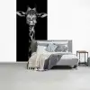 Giraffe - Portret - Dieren - Zwart - Wit fotobehang vinyl groot -slaapkamer