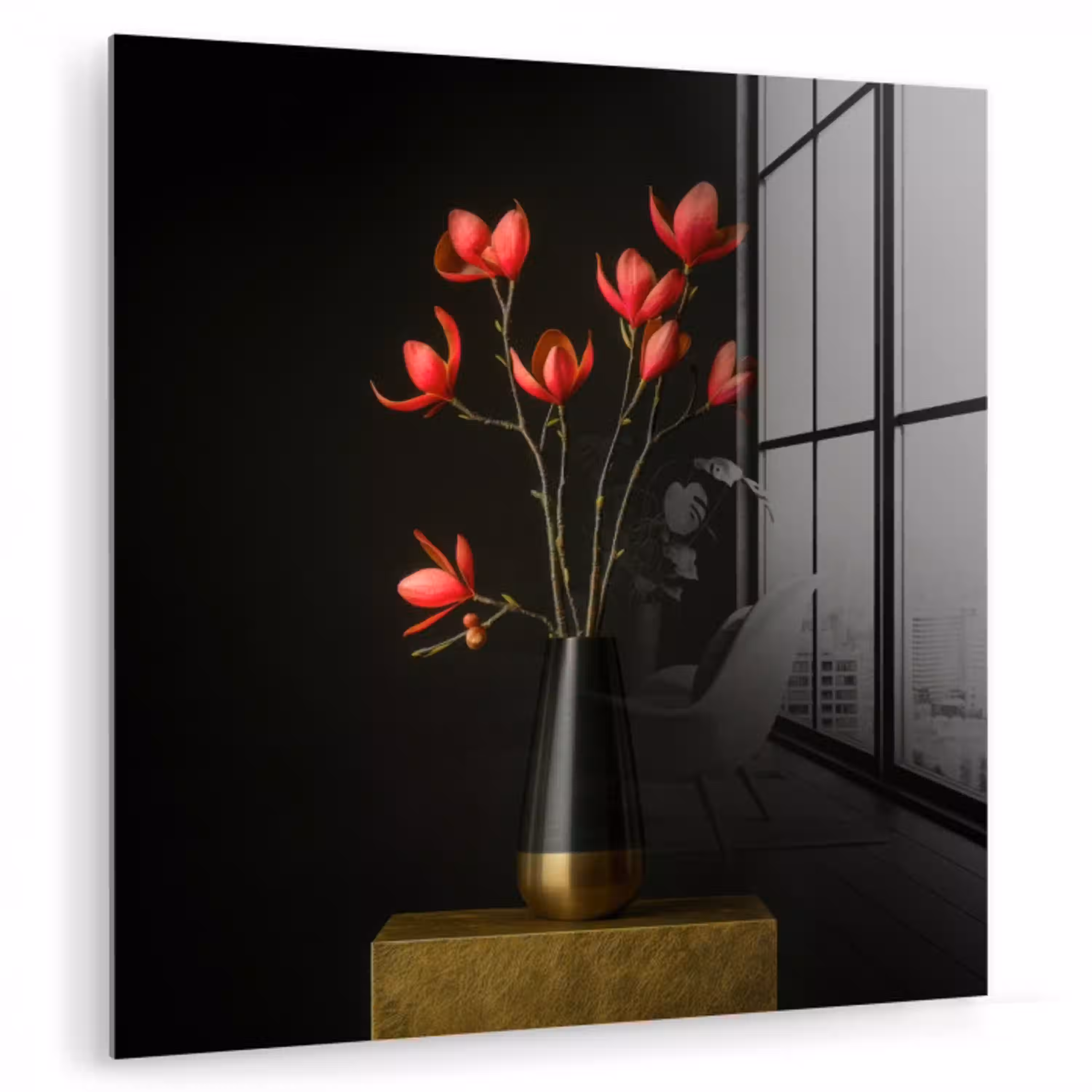 Rode - Bloemen - Vaas plexiglas 5mm klein -zzzproduct_nieuw