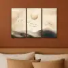 Landschap - Japandi - Beige - Vogels Canvas - Meerluiken 3 luik klein -sfeer2