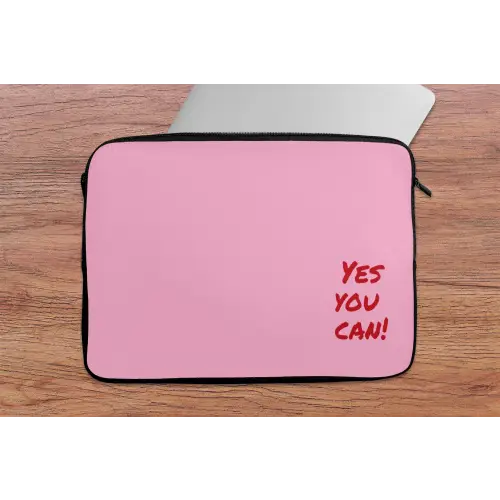 Yes you can do it - Rood - Roze laptophoes neopreen klein -tafel