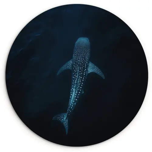 Oceaan - Walvishaai - Donkerblauw - Vlekken Wandcirkel kunststof plaat 5mm dik klein -3d