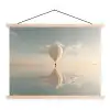 Luchtballon - Wolken - Water - Blauw textielposter latten blank klein -3d