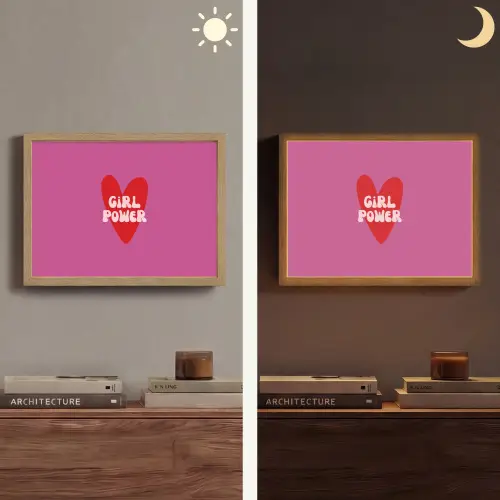 Girl power - Hart - Roze - Rood Light Box met batterij (Wandlamp) middel -sfeer3