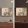 Roze kuifkaketoe - Tak met vruchten - Bladeren Light Box met batterij (Wandlamp) middel -sfeer3