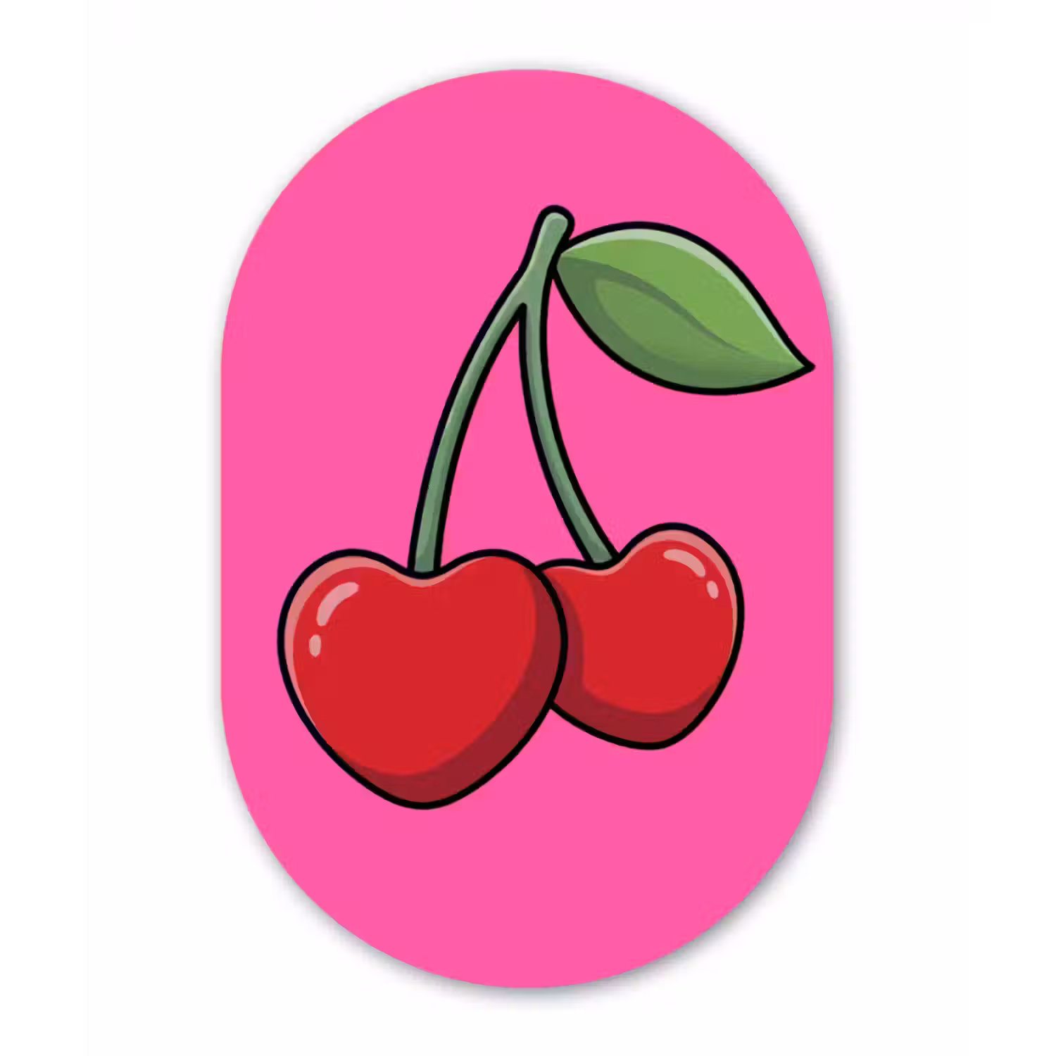 Alu-Dibond-Bild Oval - Kirsche - Rosa - Obst