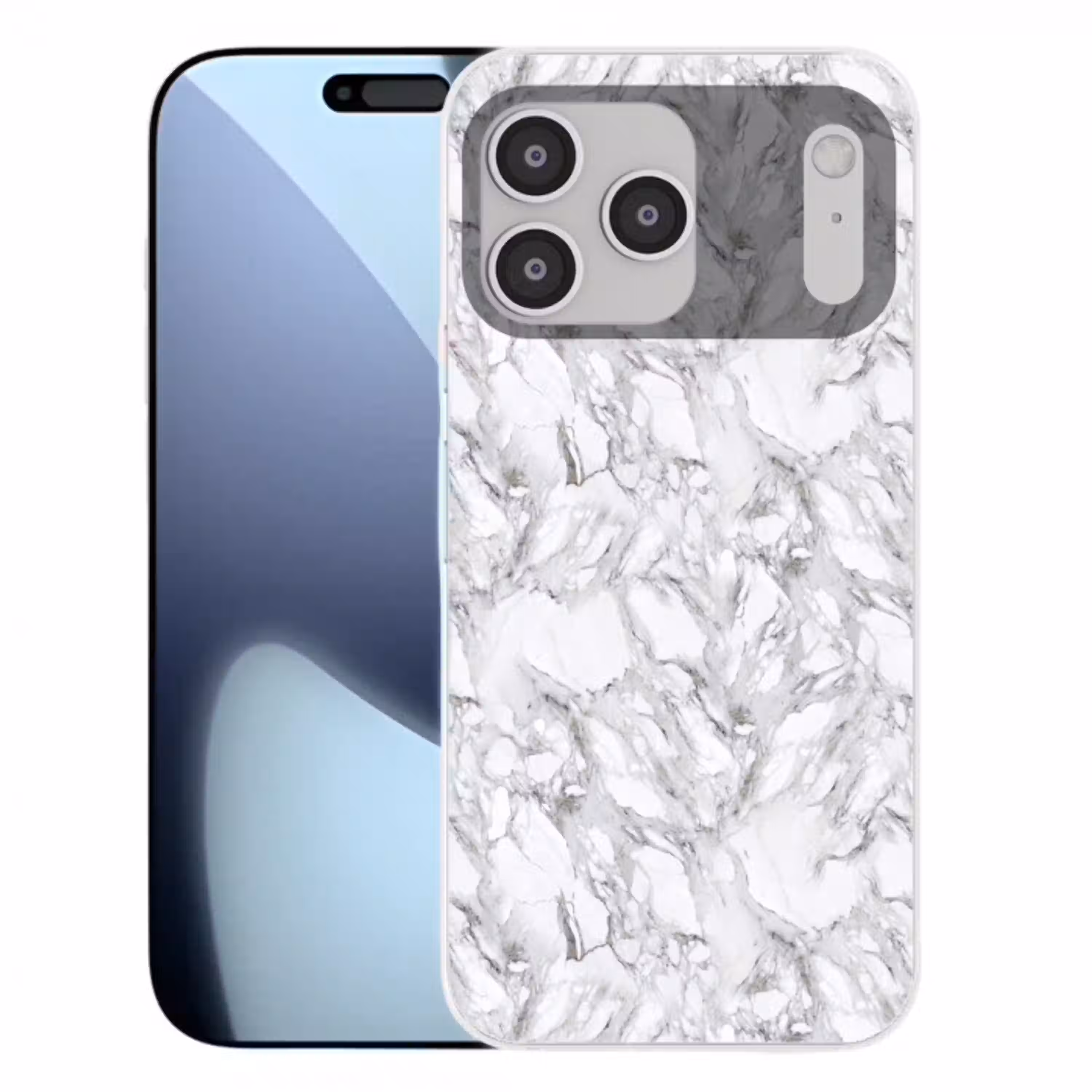 Marmer - Gelaagd - Brekend - Grijsstructuur Telefoonhoesje iPhone 17 Pro Max klein 879 -3d