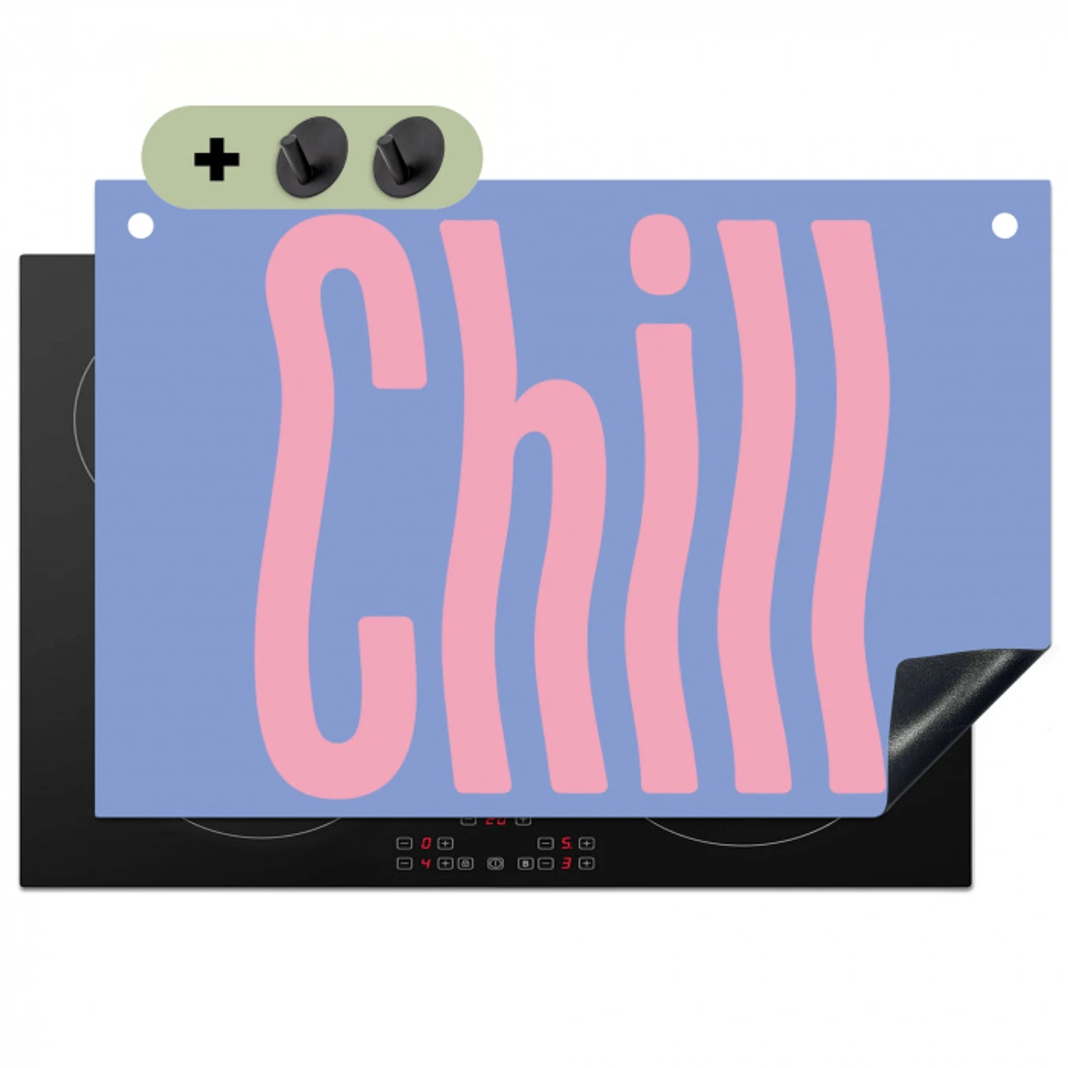 Chill - Roze - Blauw - Golvend Inductie beschemer met haakjes klein -3d