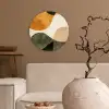 Vormen - Okergeel - Abstract Wandcirkel kunststof plaat 5mm dik klein -sfeer1