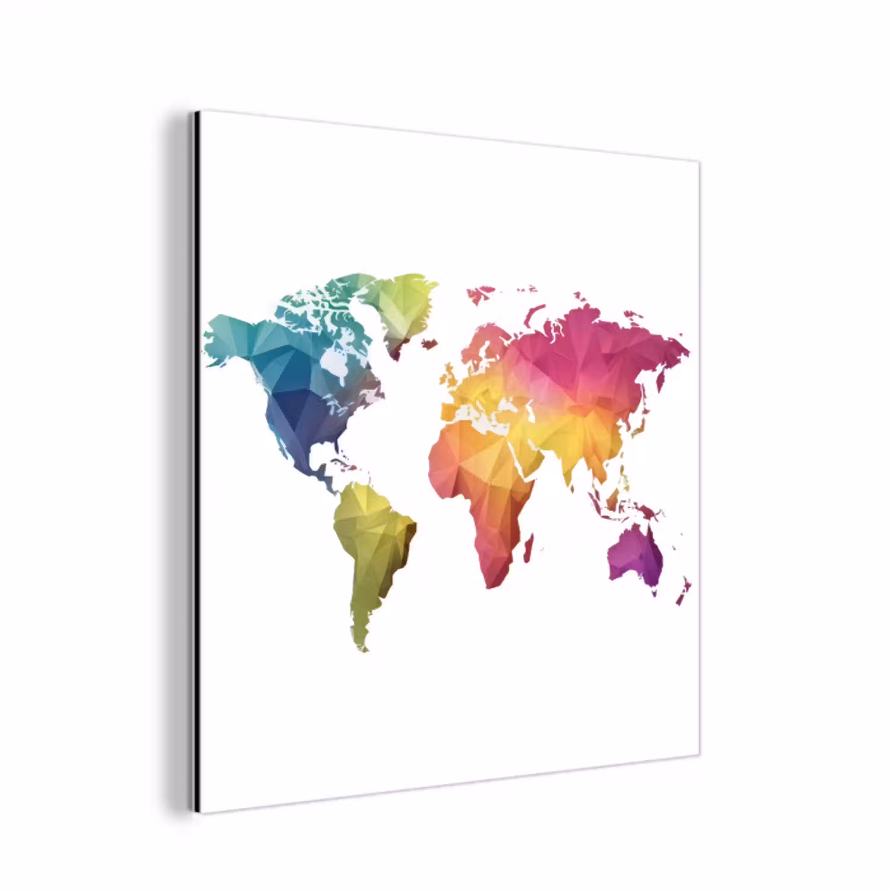 Wereldkaart - Regenboog - Wit aluminium wit klein -3d