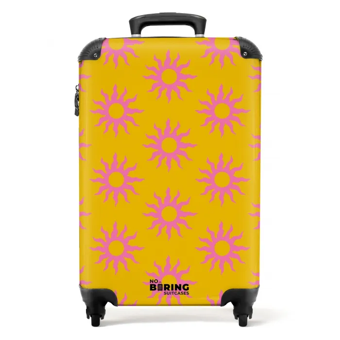 Patronen - Zonnestralenpatroon op goudgele achtergrond NBS - Handbagage koffer - Kinderen Unisex middel -productfoto_recht