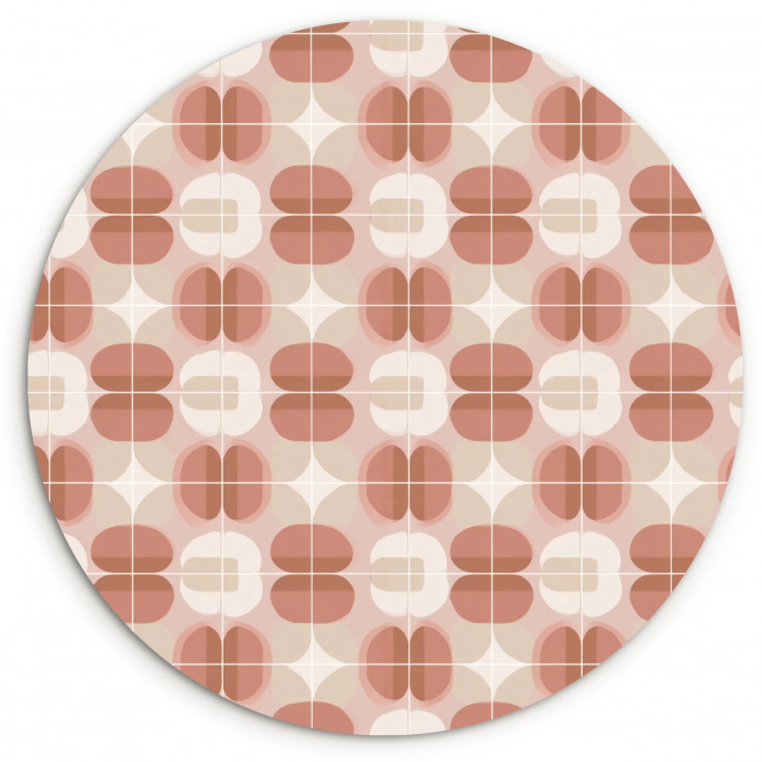 Retro - Klassiek - Roze Wandcirkel kunststof plaat 5mm dik klein 188 -3d