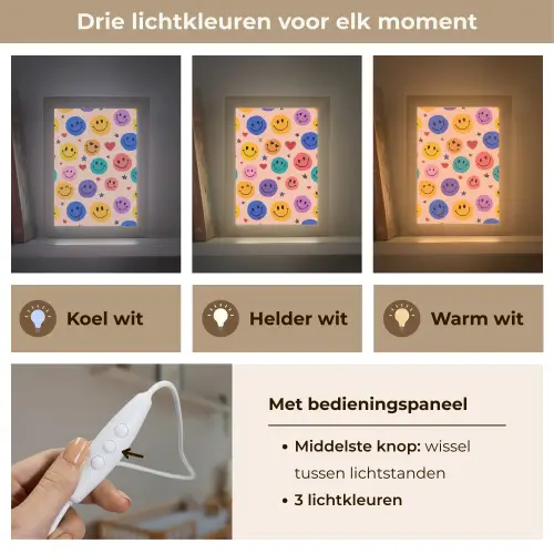 Smileys - Kleurrijk - Hartjes Light Box met kabel klein -USP_lichtkleurNL