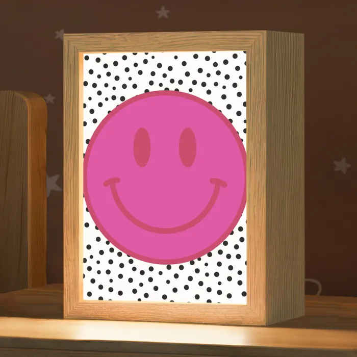 Smiley - Roze - Stippen Light Box met kabel (Kinderlampje) klein -zzz_3d_website