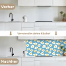 Eieren - Dooiers - Blauw keuken achterwand 2 middel 871 -voor-na_DE