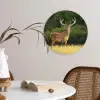 Hert - Gewei - Gras - Natuur - Dieren - Groen Wandcirkel kunststof plaat 5mm dik klein -sfeer4