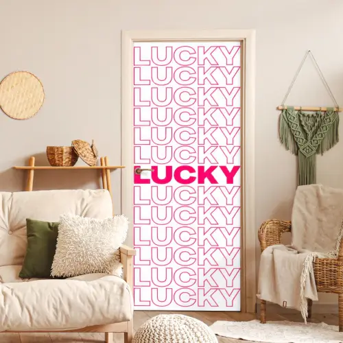 Lucky - Roze - Patroon deurposter klein -sfeer2