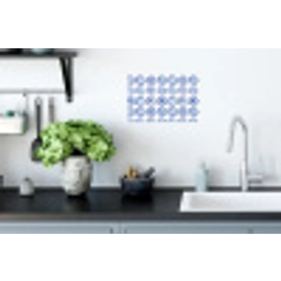 Borden - Bloemen - Patroon - Blauw Muursticker klein 286 -keuken