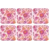 Bloemenpatroon - Roze - Oranje - Bloemen onderzetter kurk middel -zkaufland3dotto