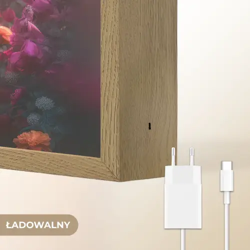 Paard - Bloemen - Paars - Oranje - Dieren Light Box met batterij (Wandlamp kind) middel -USP_websiteoplaadbaarNL