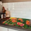Bloemenveld - Zonnestralen - Oranje Inductie beschermer vinyl 3mm klein -sfeer3