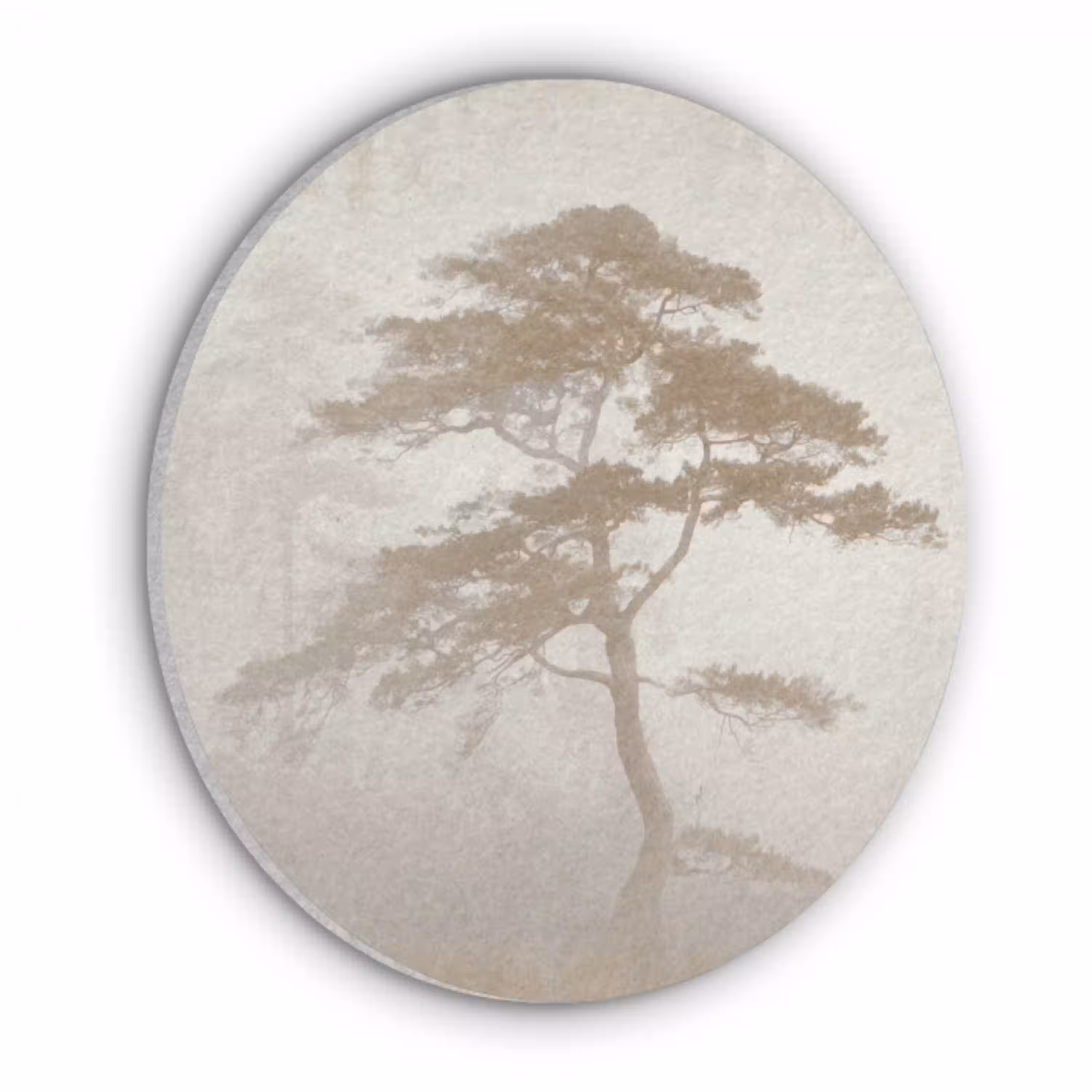 Boom - Oosterse stijl - Landschap Akoestische PET Vilt - Rond klein -3d