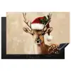 Kerst - Hert - Gewei - Rood Inductie beschermer vinyl 3mm klein -3d
