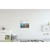 Houten steiger - Helderblauwe lucht textielposter latten blank klein -kinderkamer