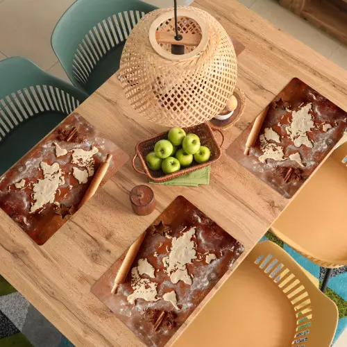 Wereldkaart - Koekjesdeeg - Warme baksfeer Placemat vinyl groot -zzsfeer5_Kitchenyeah-website