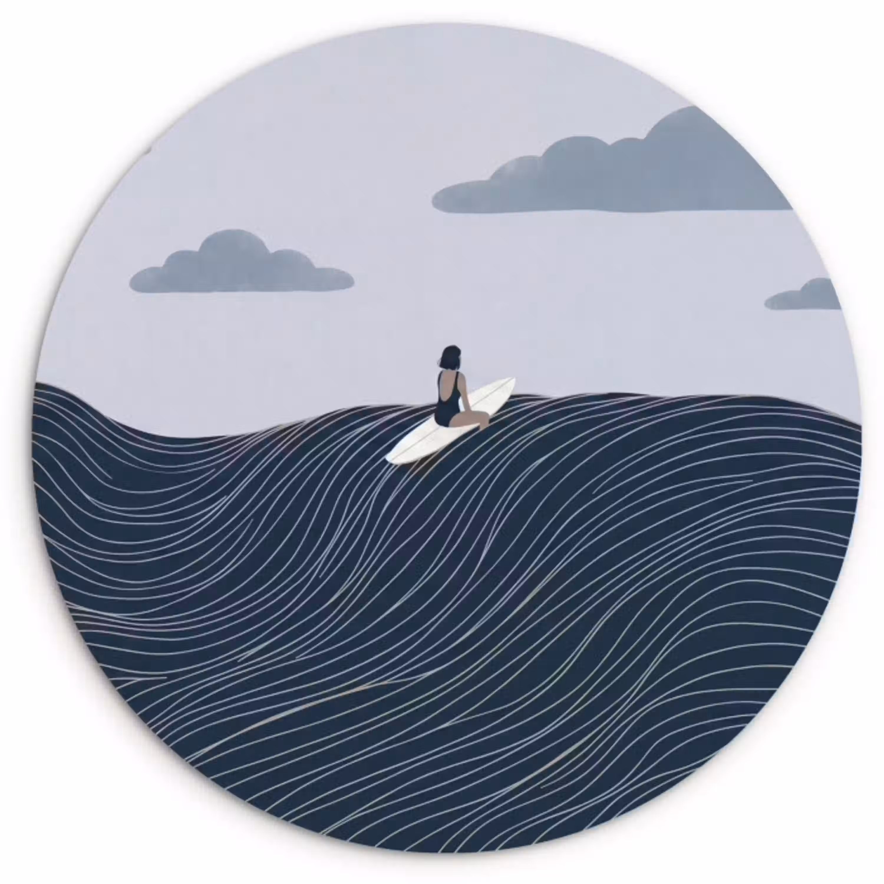 Persoon - Surfen - Oceaan - Natuur - Modern Wandcirkel kunststof plaat 5mm dik klein -3d