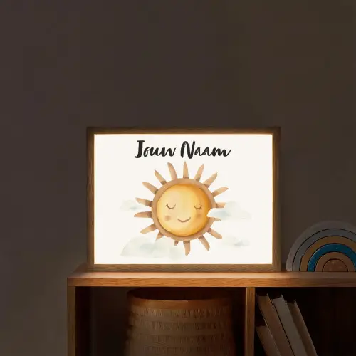 Zon - Wolken - Pastel kleuren Light Box met batterij (Wandlamp kind) middel -sfeer1_kind