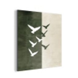 Japandi - Vogel - Groen aluminium wit klein -3d