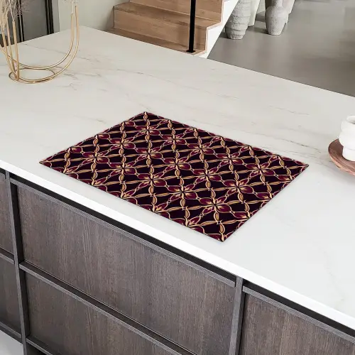 Symmetrisch - Tegel - Burgundy Inductie beschermer vinyl 3mm klein 276 -sfeer8