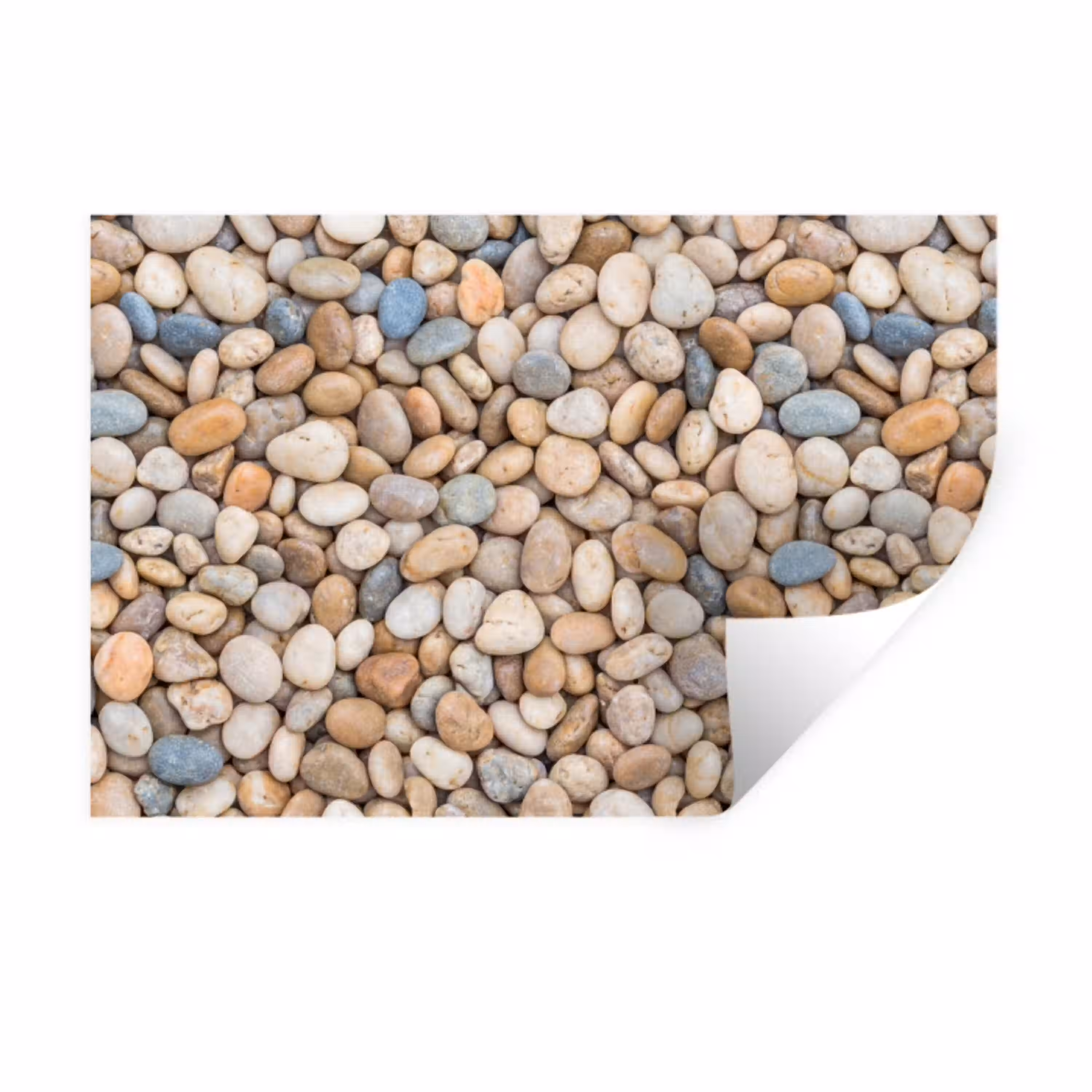 Kiezelstenen - Natuur - Textuur - Beige - Grijs Muursticker klein -3d