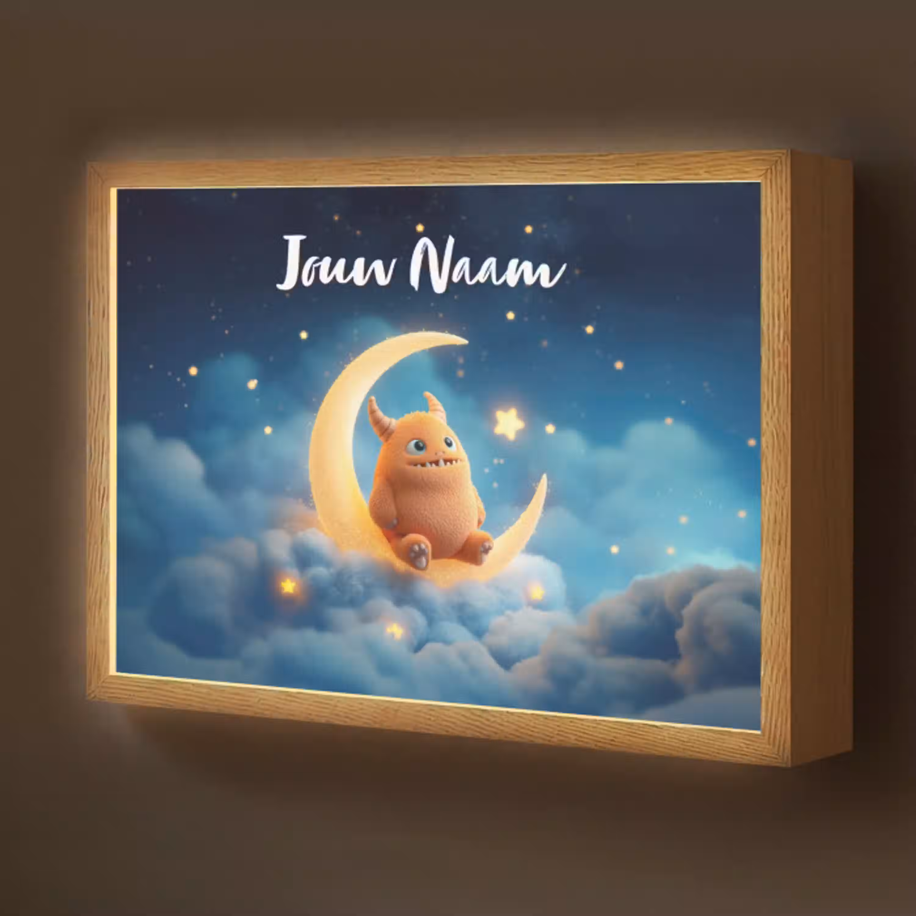 Knuffel - Monster - Maan - Wolken Light Box met batterij (Wandlamp kind) middel -z3d_website