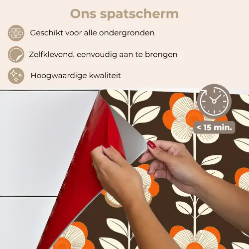 Bloemen - Retro - Bruin keuken achterwand spatscherm klein 900 -spatscherm_NL